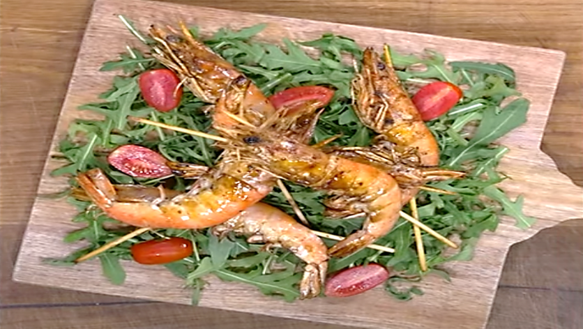 Brochetas de Gambas al Estilo Griego