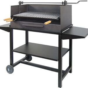 Imex El Zorro 71540 - Barbacoa con elevador, bandeja metálica y parrilla inox, 72 x 40 x 100 cm, color negro