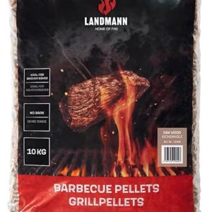 LANDMANN Pellets de roble de 10 kg: Ideal para ahumadores y barbacoas